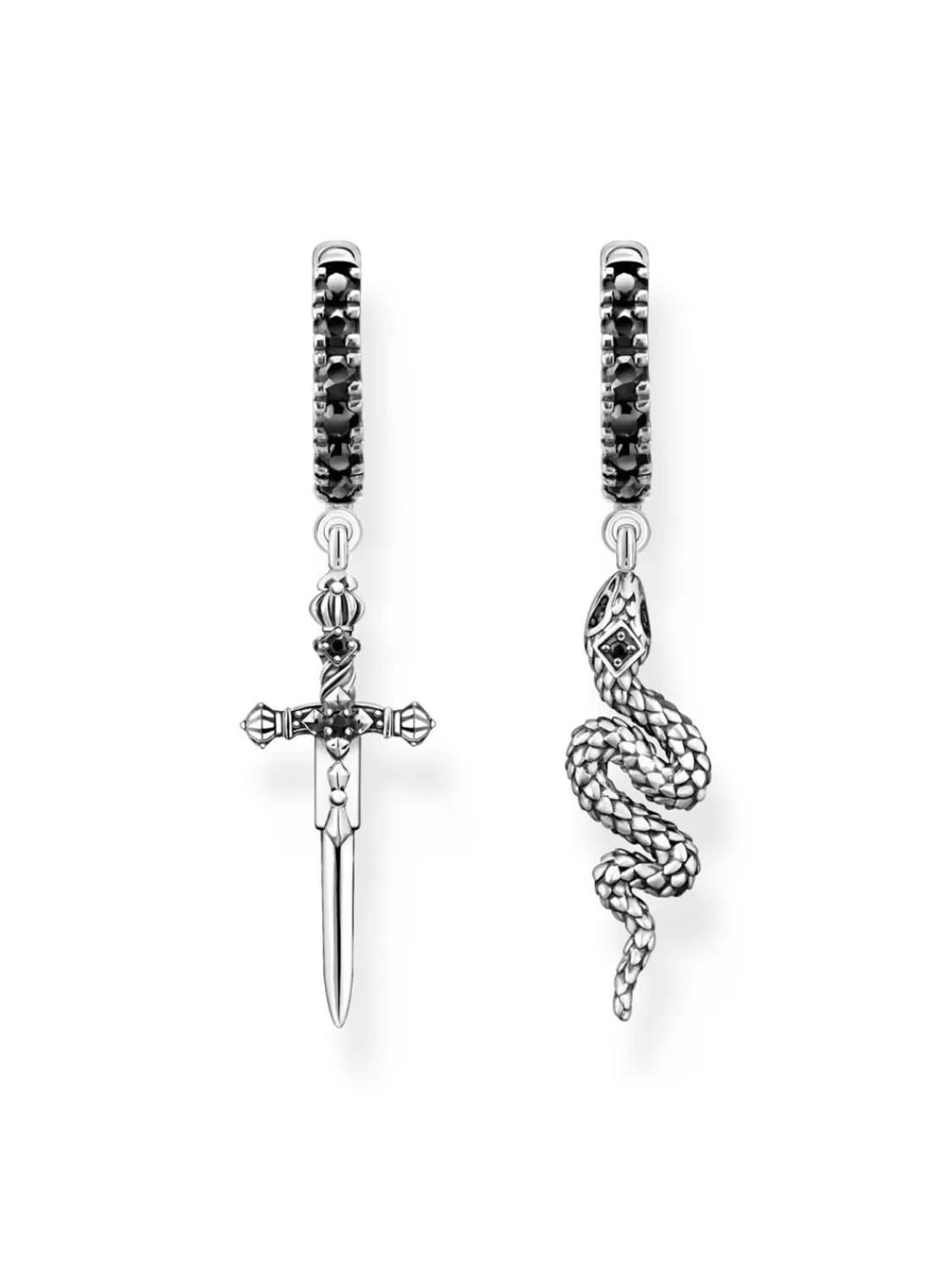 Thomas Sabo Ohrringe Schlange Und Schwert Geschwarzt | Herrenschmuck