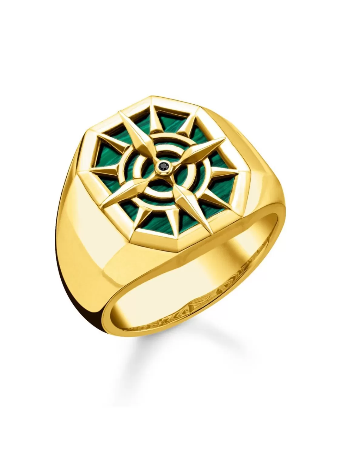 Thomas Sabo Ring Kompass Goldfarben/Grun | Herrenschmuck