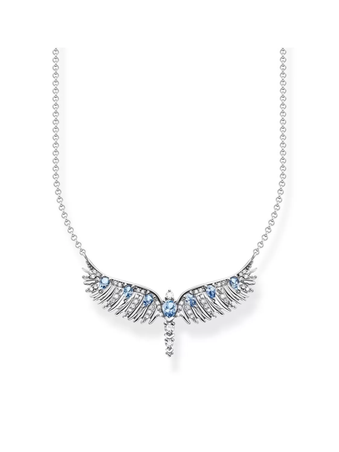 Thomas Sabo Silber-Halskette Phonix-Flugel Mit Blauen Steinen | Damenschmuck