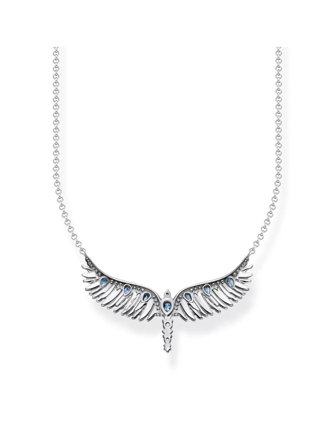 Thomas Sabo Silber-Halskette Phonix-Flugel Mit Blauen Steinen | Damenschmuck