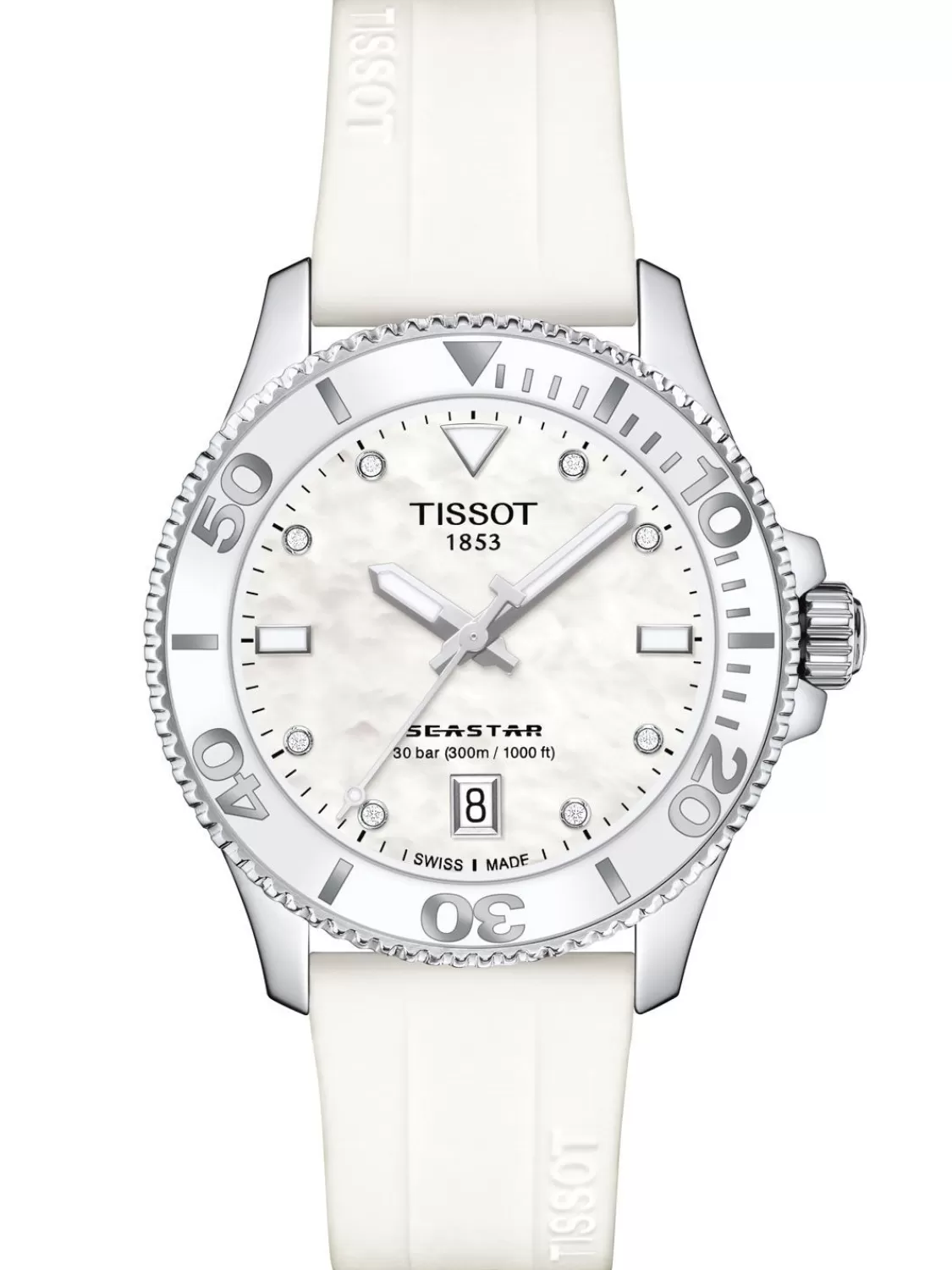 Tissot Damenuhr Seastar 1000 Weis Mit Diamanten | Damenuhren