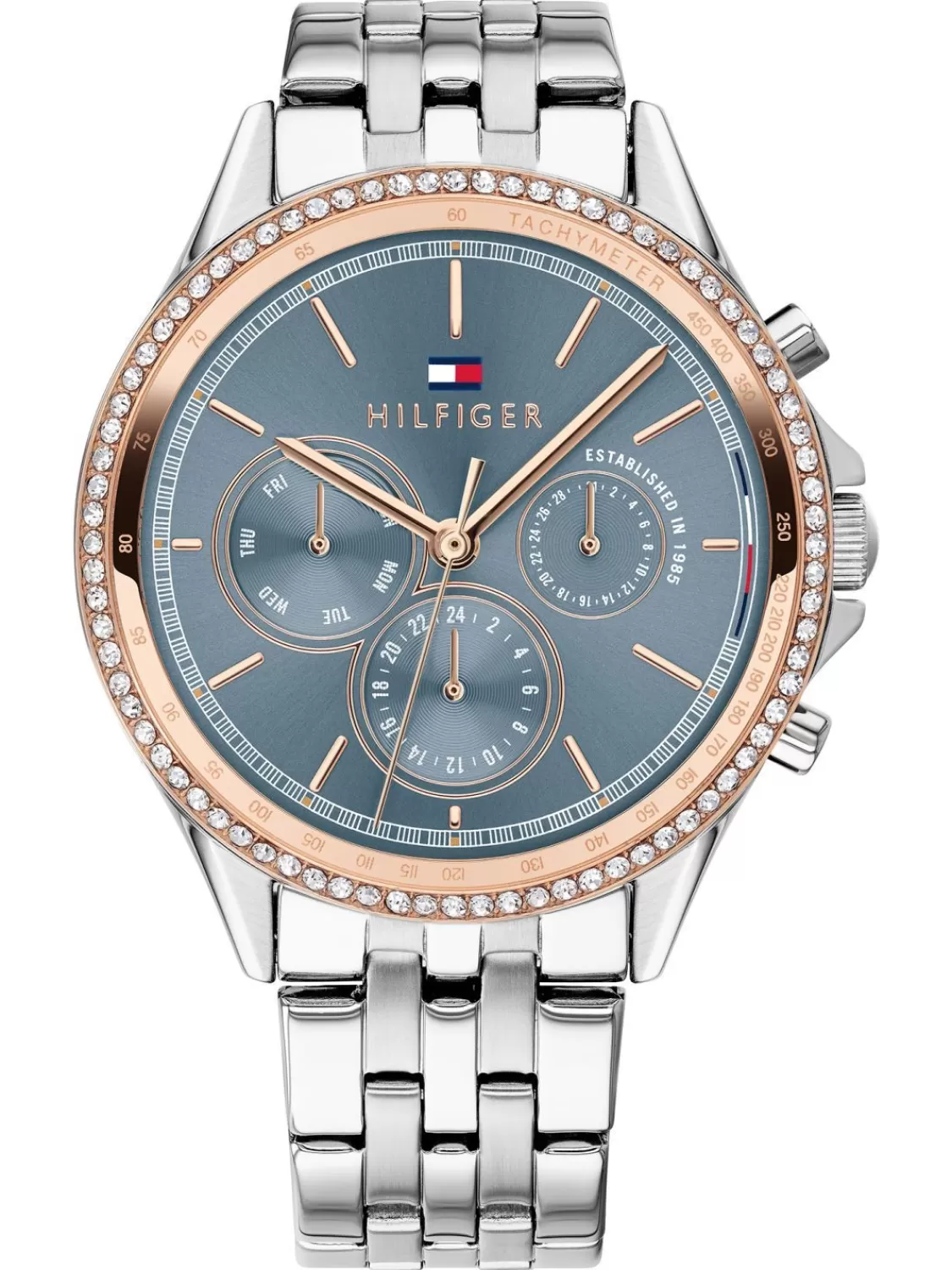 Tommy Hilfiger Damenuhr Ari Multifunktion Bicolor/Blaugrau | Damenuhren