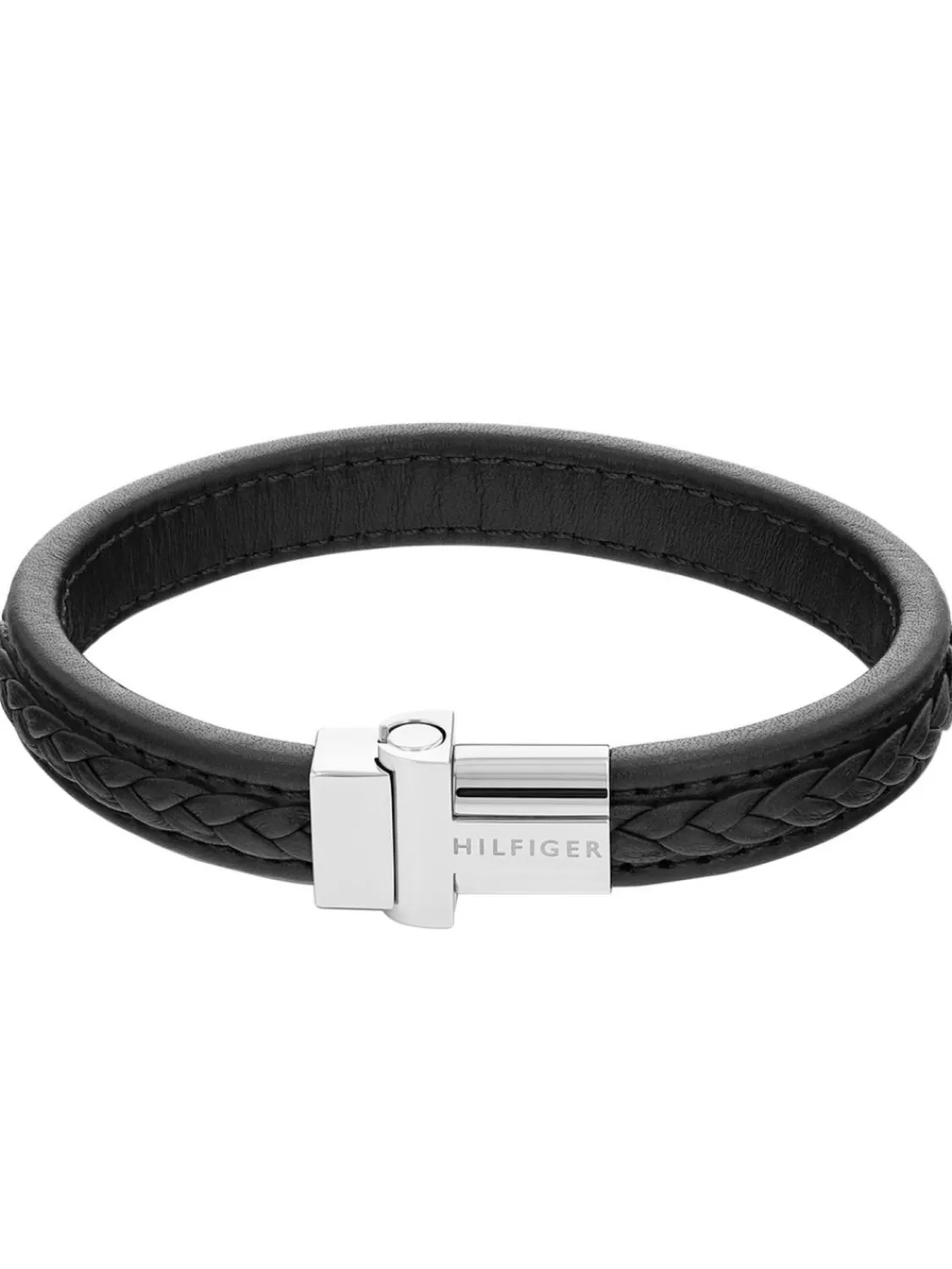 Tommy Hilfiger Herren-Armband Geflochtenes Leder Schwarz | Herrenschmuck