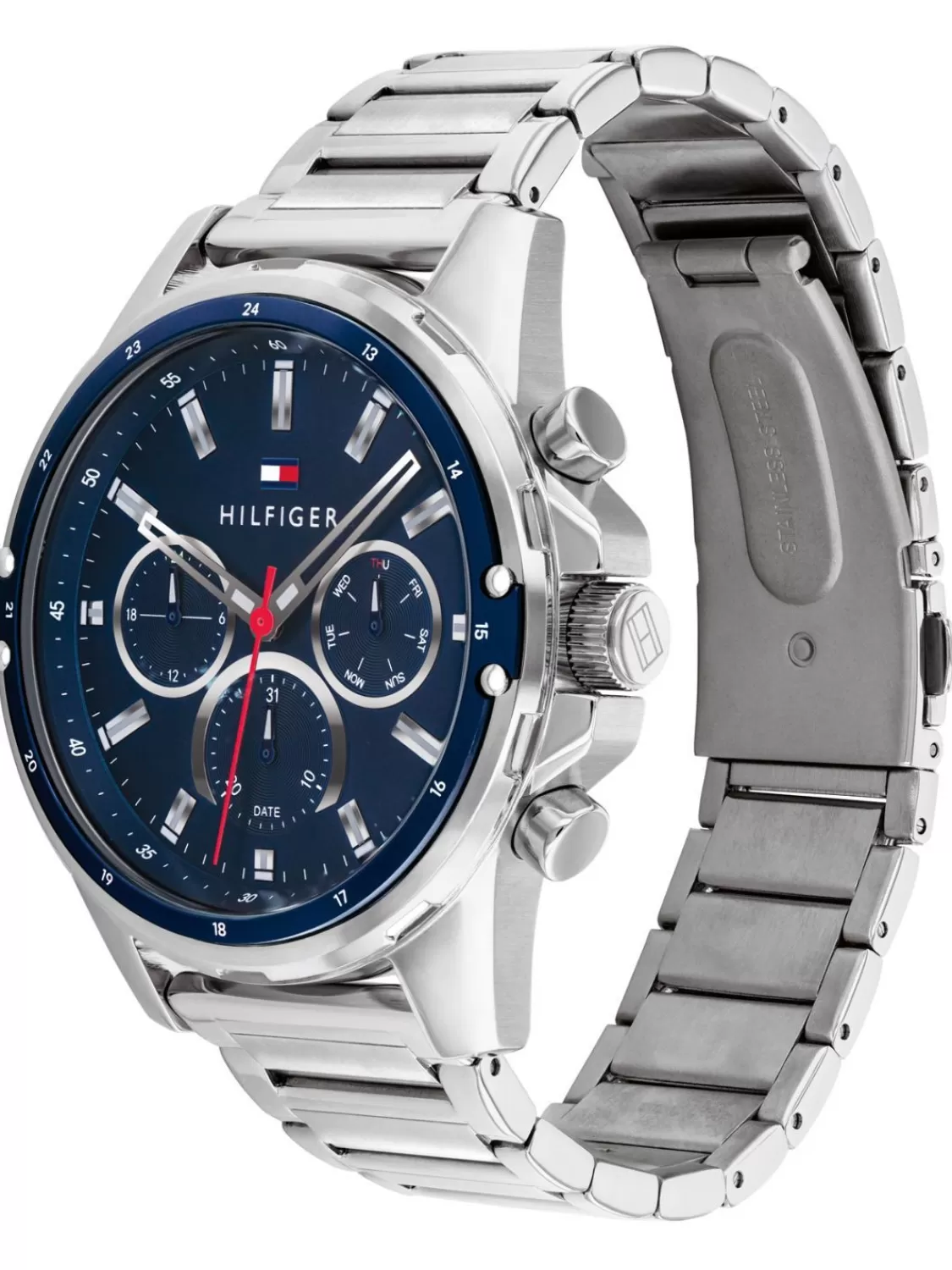 Tommy Hilfiger Herren-Multifunktionsuhr Mason Stahl/Blau | Herrenuhren