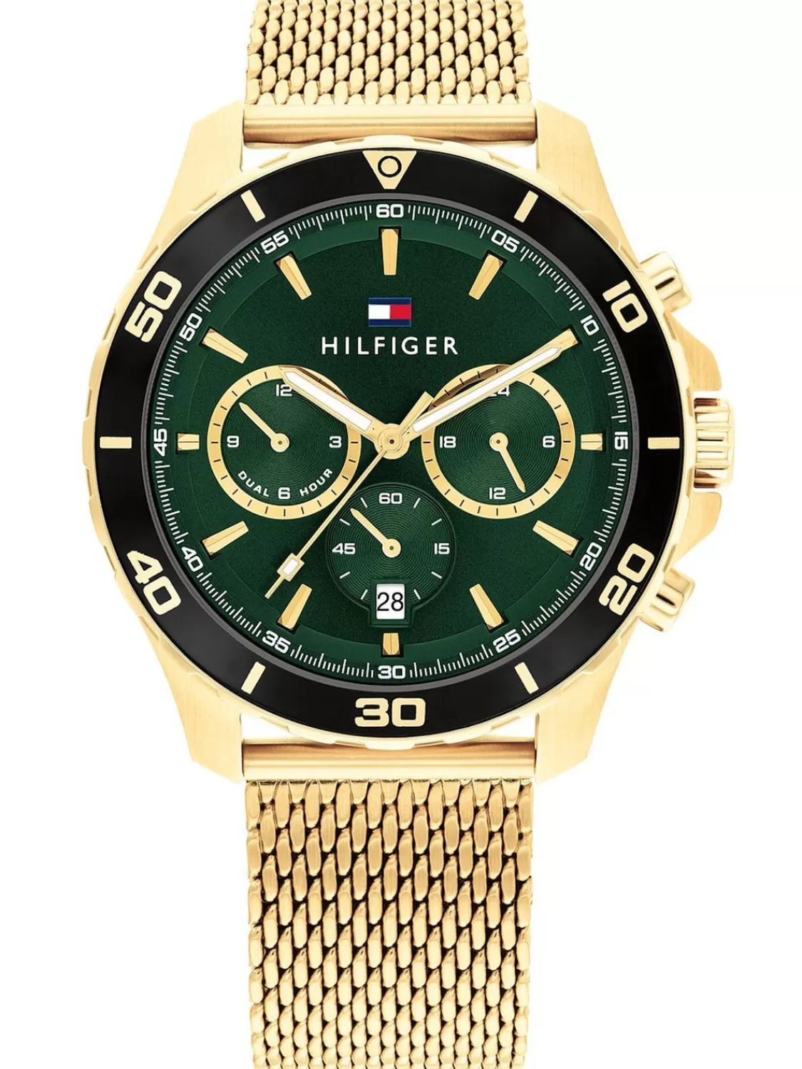 Tommy Hilfiger Herrenuhr Jordan Multifunktion Goldfarben/Grun | Herrenuhren