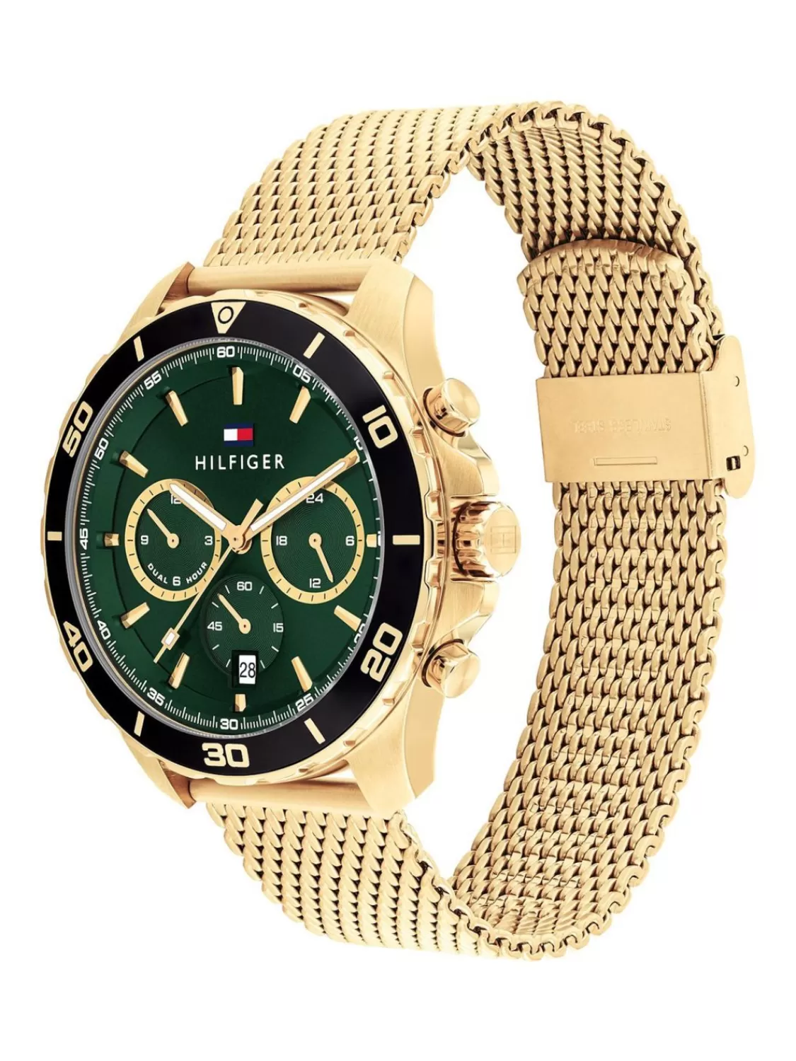 Tommy Hilfiger Herrenuhr Jordan Multifunktion Goldfarben/Grun | Herrenuhren