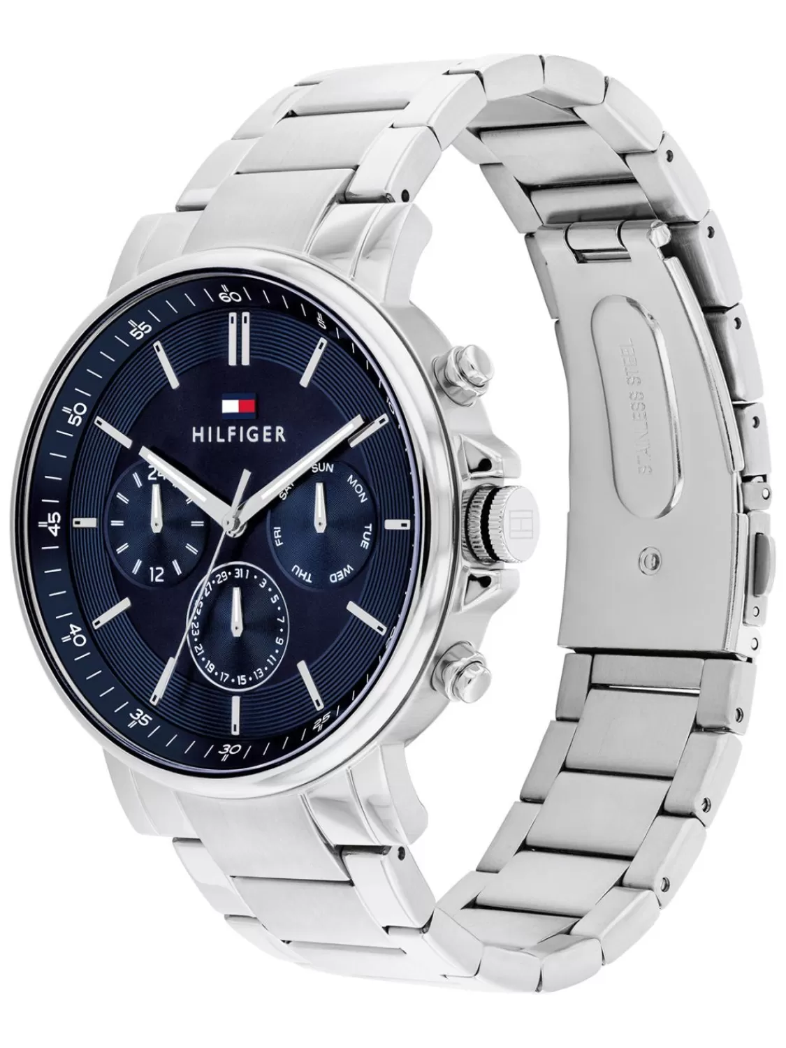 Tommy Hilfiger Herrenuhr Tyson Multifunktion Stahl/Blau | Herrenuhren