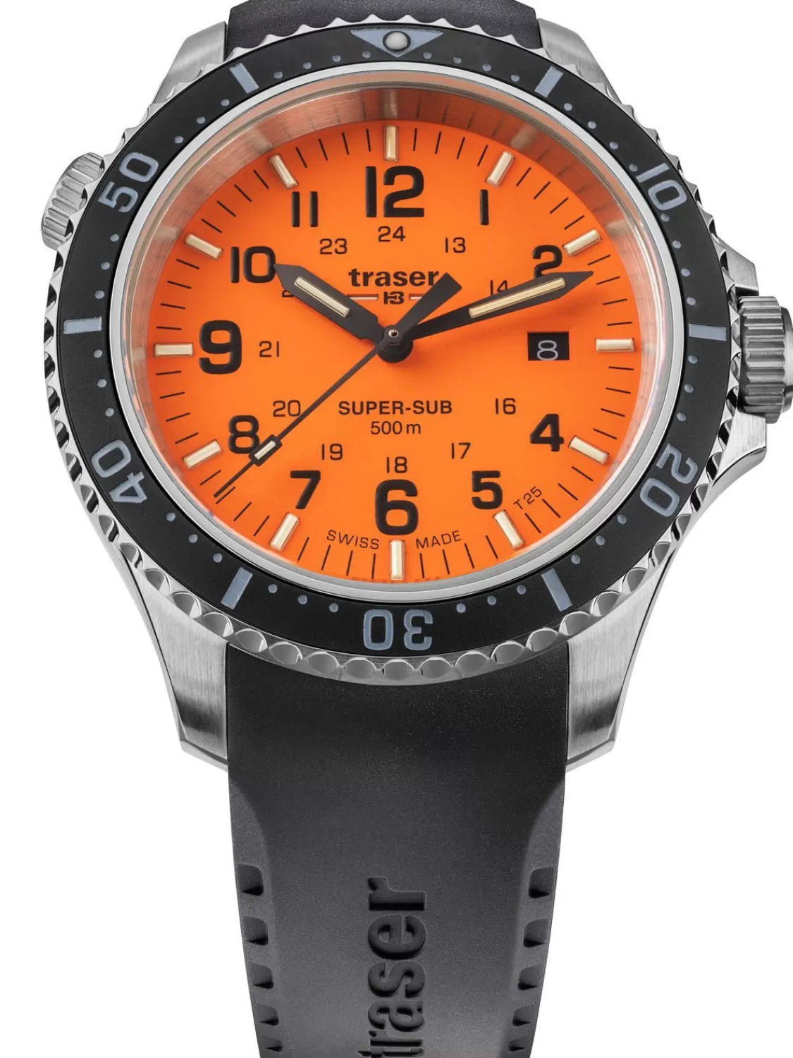 traser H3 Herren-Taucheruhr P67 Supersub Orange Mit Kautschukband | Herrenuhren