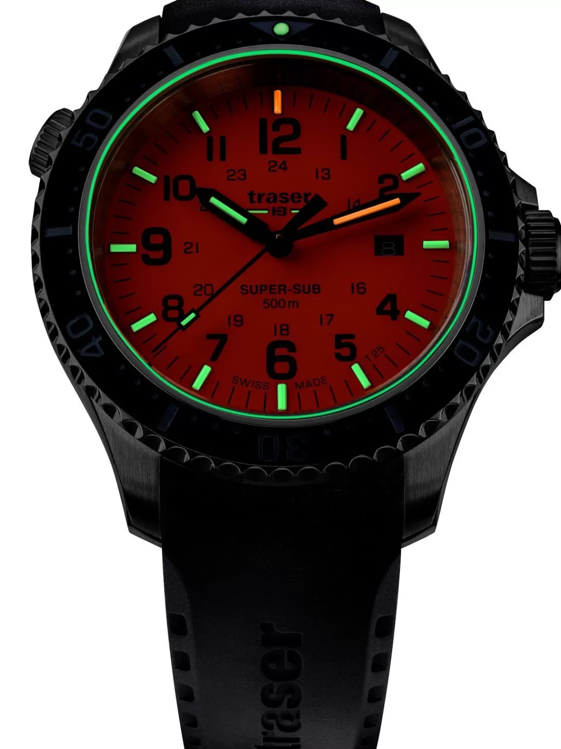 traser H3 Herren-Taucheruhr P67 Supersub Orange Mit Kautschukband | Herrenuhren