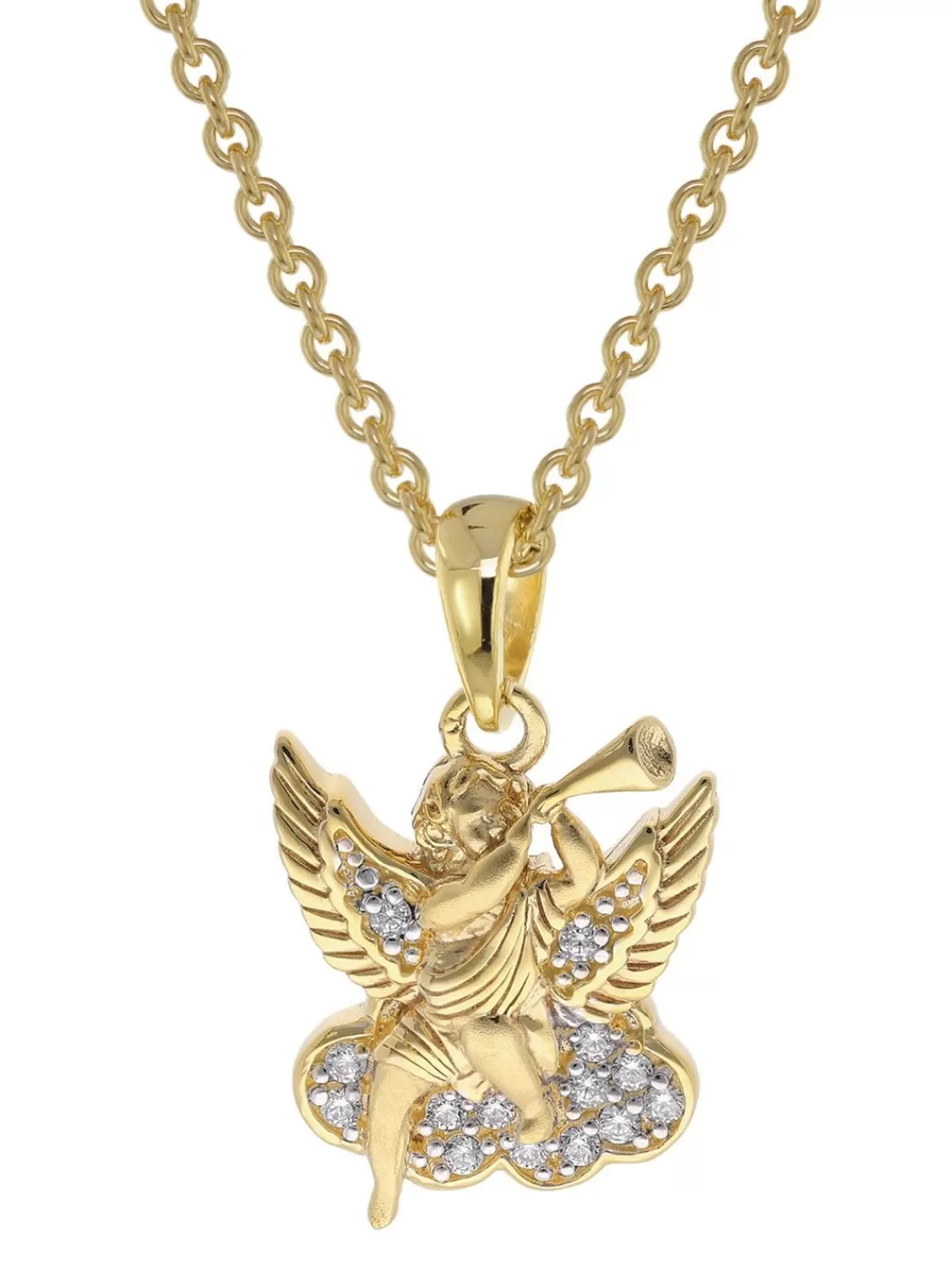trendor Anhanger Engel 333 / 8K Gold + Vergoldete Silberkette Fur Kinder | Kinderschmuck