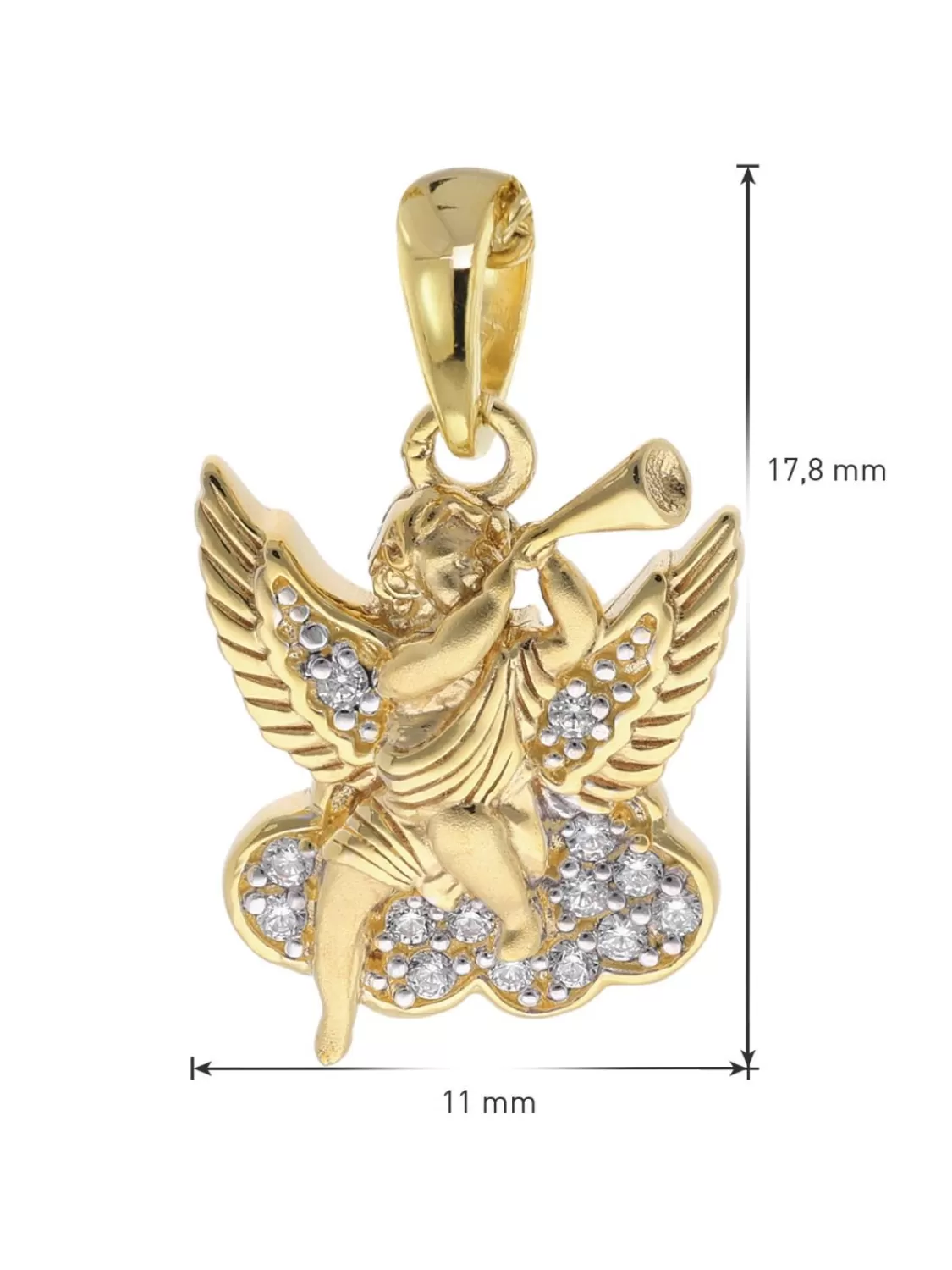 trendor Anhanger Engel 333 / 8K Gold + Vergoldete Silberkette Fur Kinder | Kinderschmuck