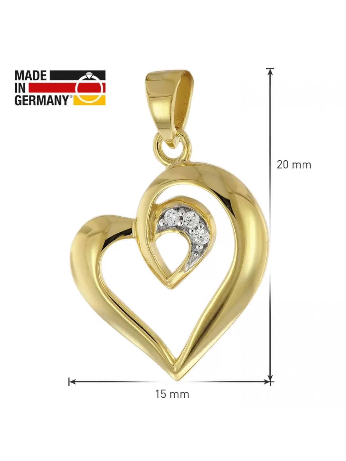 trendor Anhanger Herz Gold 333 / 8K Mit Vergoldeter Silberkette | Damenschmuck