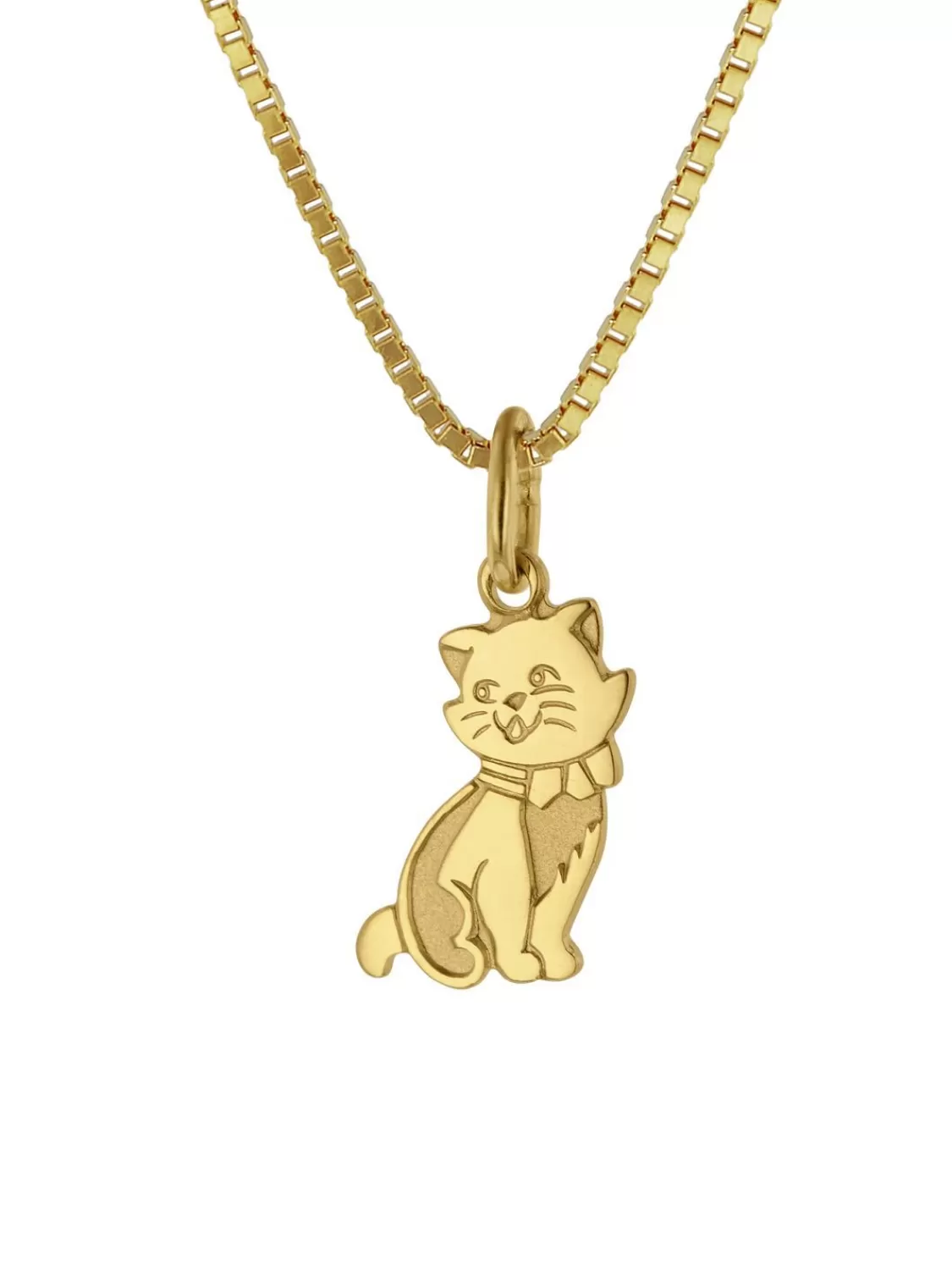 trendor Anhanger Katze Gold 333 (8 Karat) + Goldplattierte Silberkette | Damenschmuck
