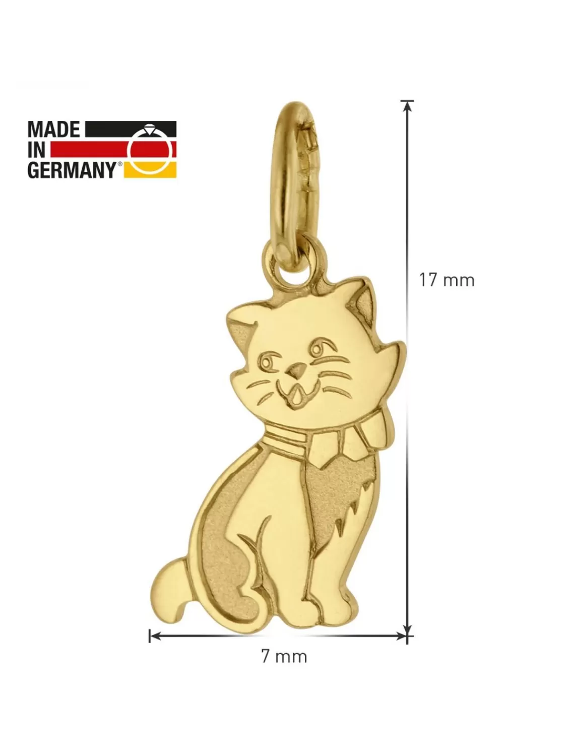 trendor Anhanger Katze Gold 333 (8 Karat) + Goldplattierte Silberkette | Damenschmuck