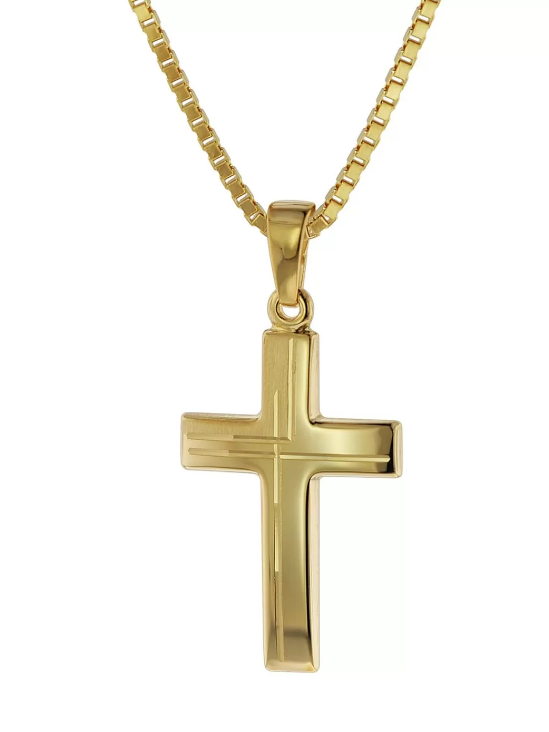 trendor Anhanger Kreuz 585 Gold (14 Karat) Mit Goldplattierter Kette | Damenschmuck