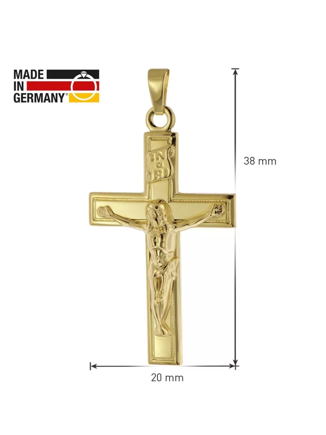 trendor Anhanger Kruzifix 30 Mm Gold 333 Mit Goldplattierter Silberkette | Herrenschmuck