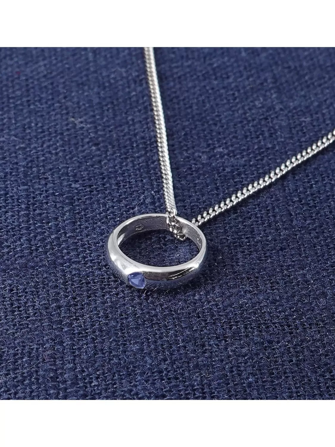 trendor Anhanger Taufring 333 Weisgold Mit Saphir An Silber-Halskette | Damenschmuck
