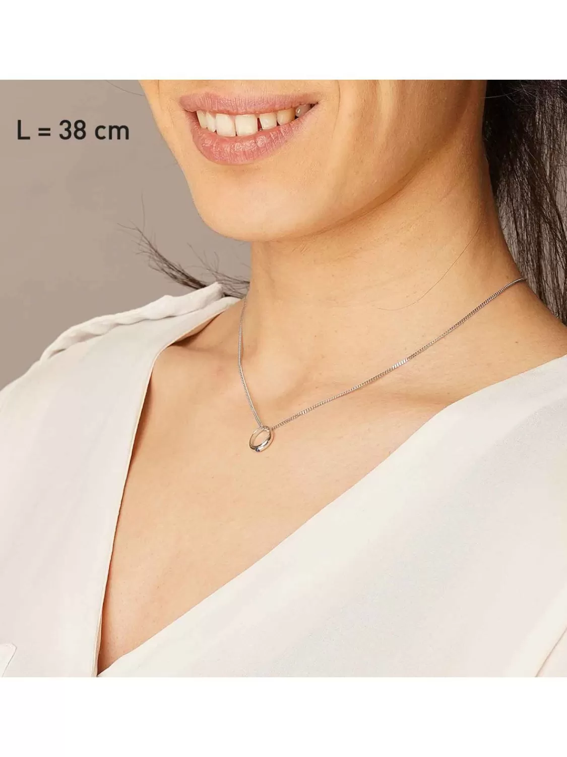 trendor Anhanger Taufring 333 Weisgold Mit Saphir An Silber-Halskette | Damenschmuck