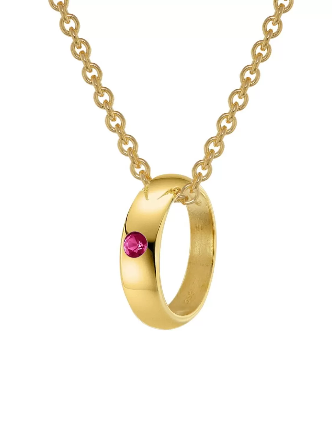 trendor Anhanger Taufring Gold 333 Mit Rubin An Goldplattierter Kette | Damenschmuck