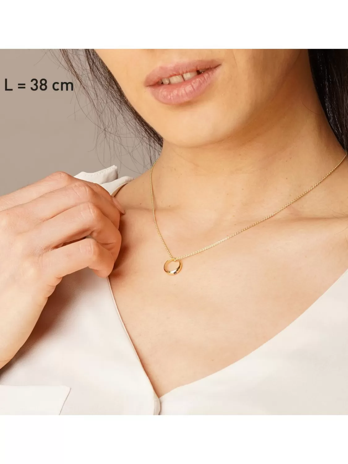 trendor Anhanger Taufring Gold 333 Mit Saphir An Goldplattierter Kette | Damenschmuck