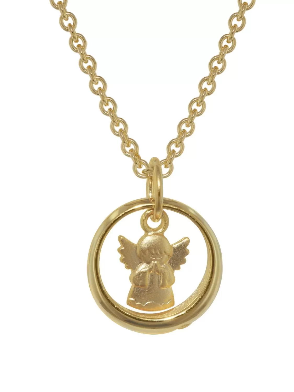trendor Anhanger Taufring Mit Engel Gold 333 Mit Goldplattierter Kette | Kinderschmuck