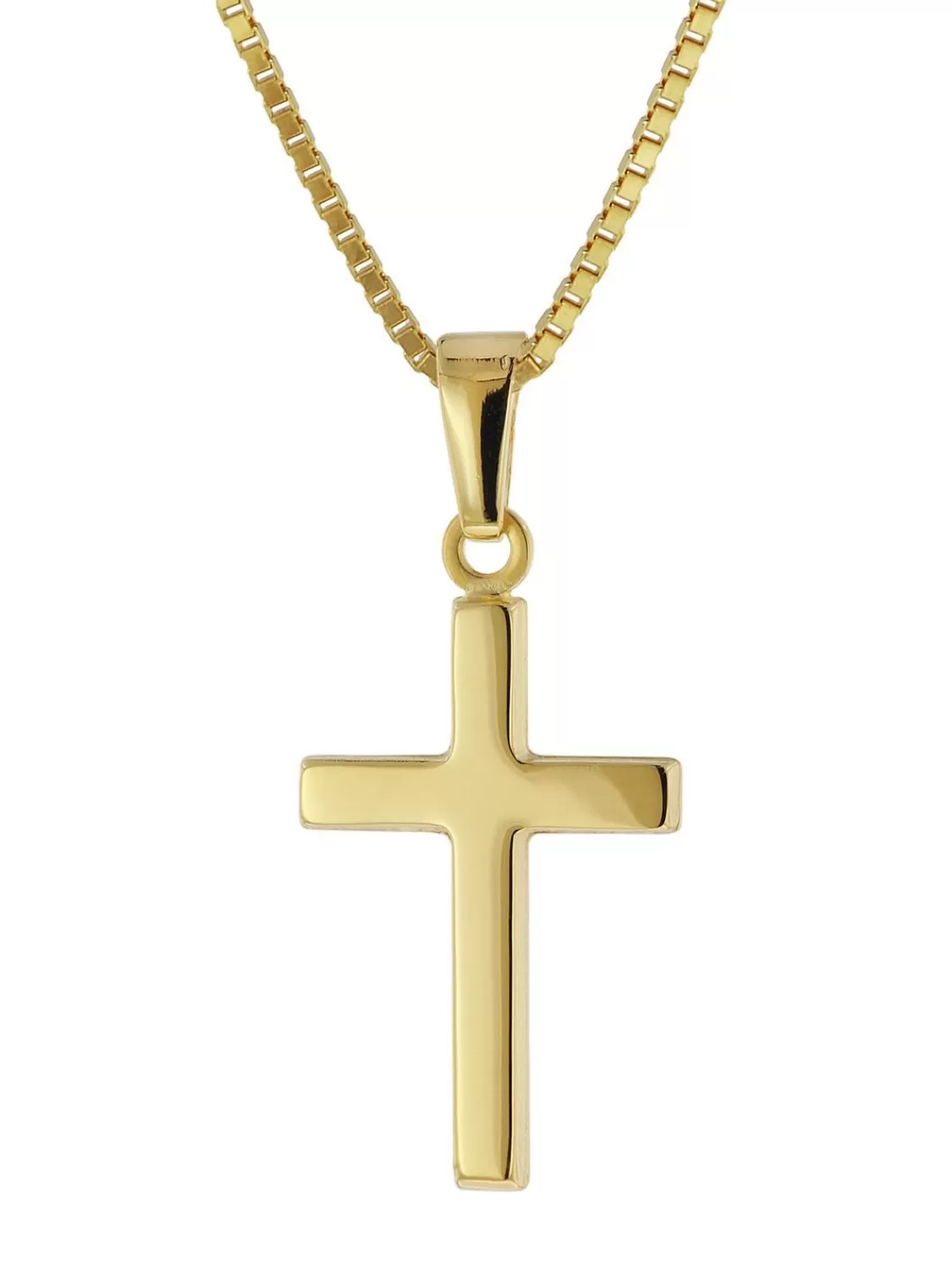 trendor Damen Kreuz-Anhanger 333 / 8K Gold + Vergoldete Silberkette | Damenschmuck