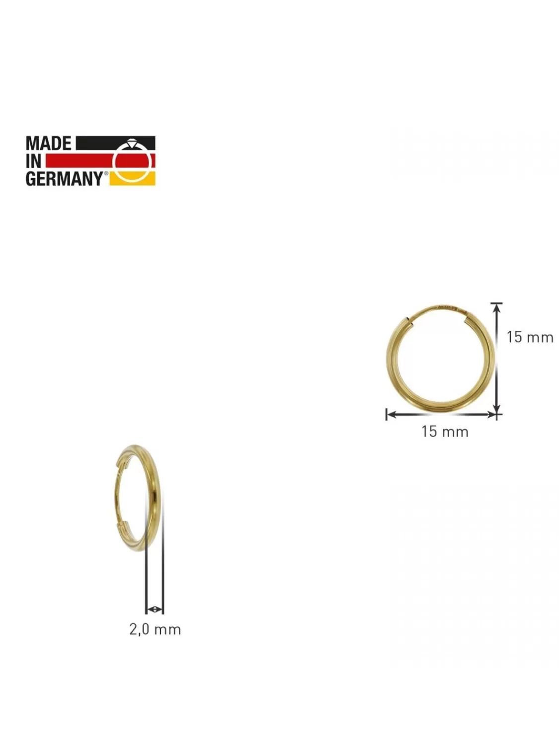 trendor Damen Ohrringe Gold 333 / 8K Creolen Breite 2 Mm O 15 Mm | Damenschmuck