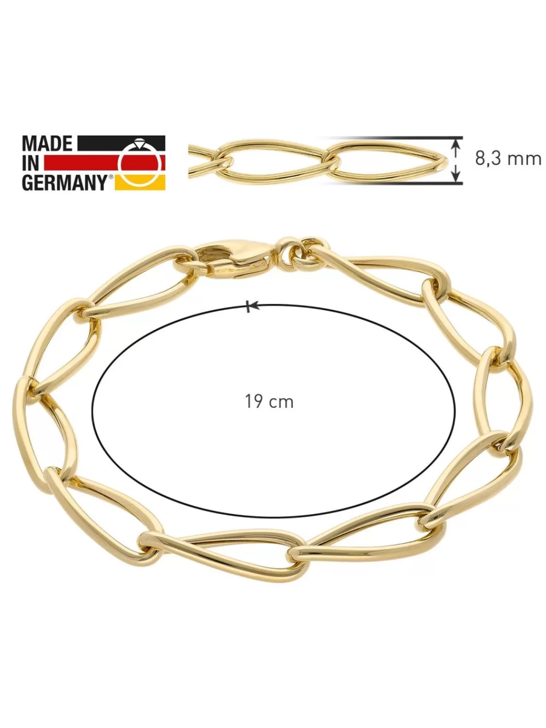trendor Damen-Armband Fantasie Gold 585 / 14K Breite 8,3 Mm | Damenschmuck