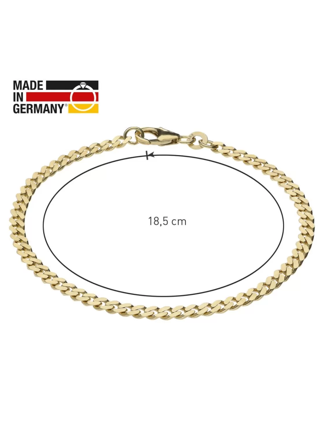 trendor Damen-Armband Gold 333 / 8K Panzerarmband 3,4 Mm Breit | Damenschmuck