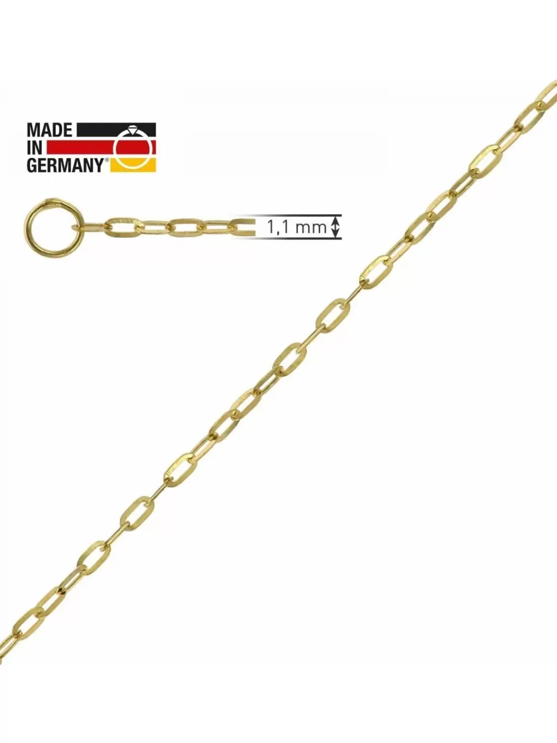 trendor Damen-Halskette 585 Gold / 14 Karat Flachanker 1,1 Mm Breit | Damenschmuck
