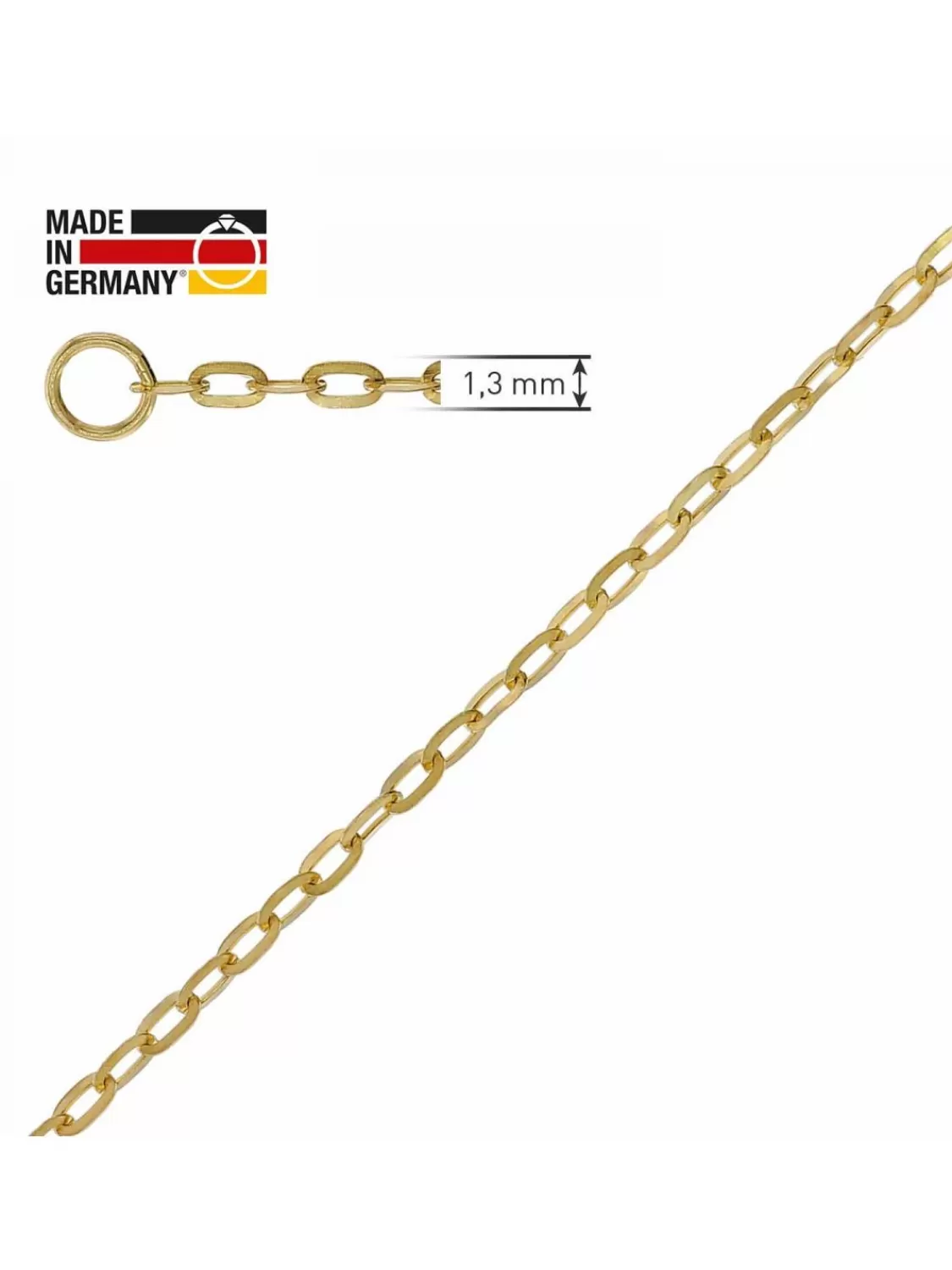 trendor Damen-Halskette Fur Anhanger 585 Gold 14K Flachanker 1,3 Mm | Damenschmuck