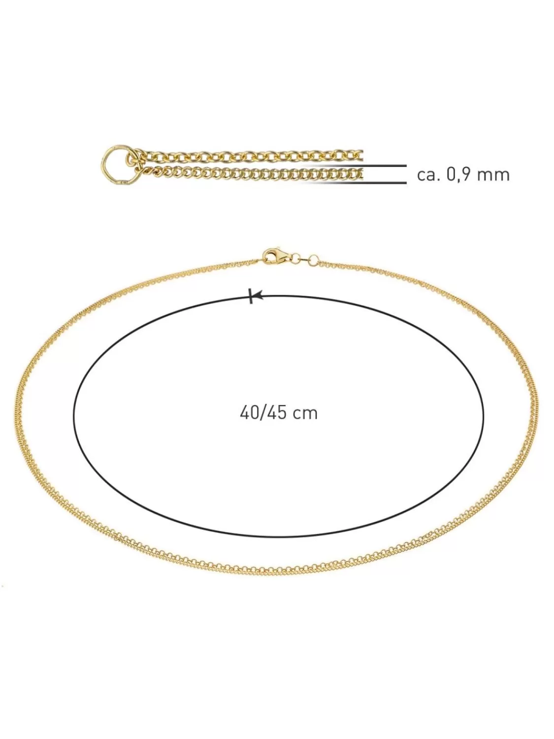 trendor Damen-Halskette Fur Anhanger Gold 333 / 8K Zweireihige Kette | Damenschmuck