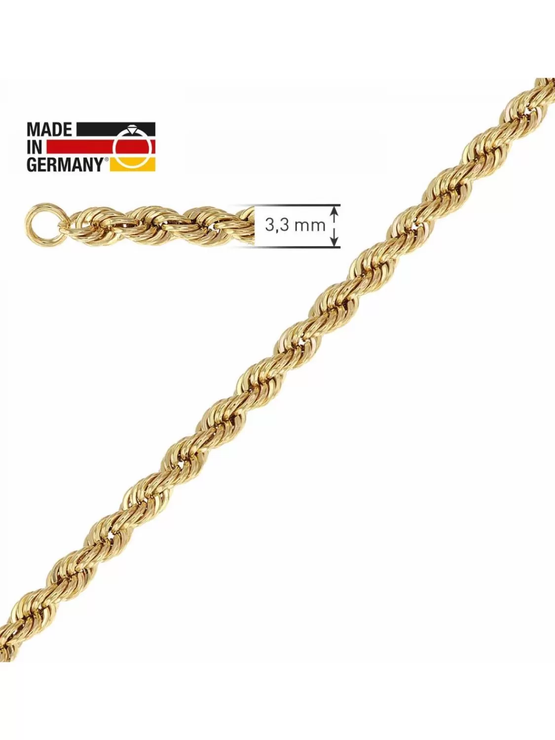 trendor Damen-Kette 333 Gold / 8 Karat Kordelkette 45 Cm Lang | Damenschmuck