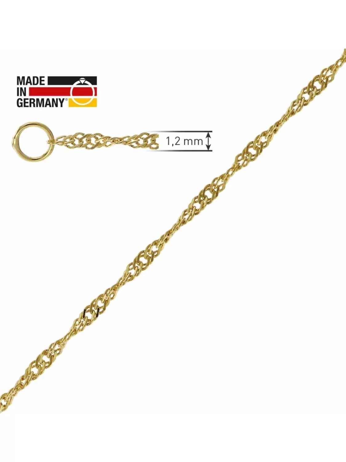 trendor Damen-Kette 333 Gold / 8 Karat Singapur-Collier 1,2 Mm Breit | Damenschmuck