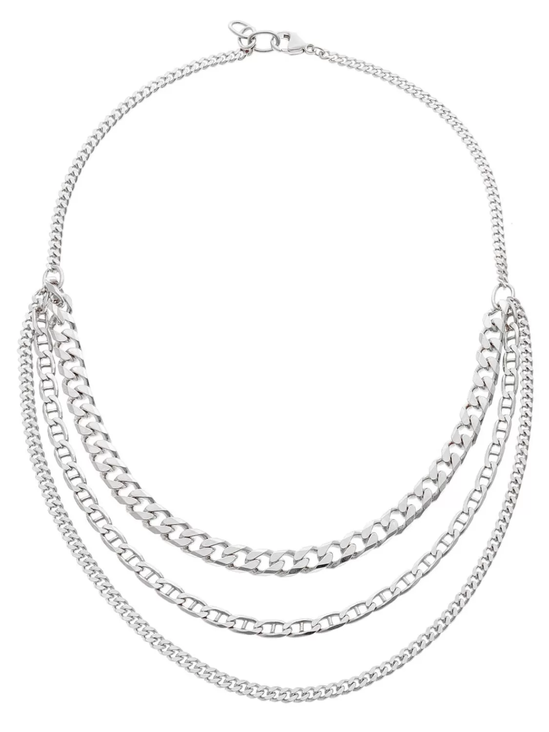 trendor Damen-Kette 925 Silber Rhodiniert 3-Reihig | Damenschmuck