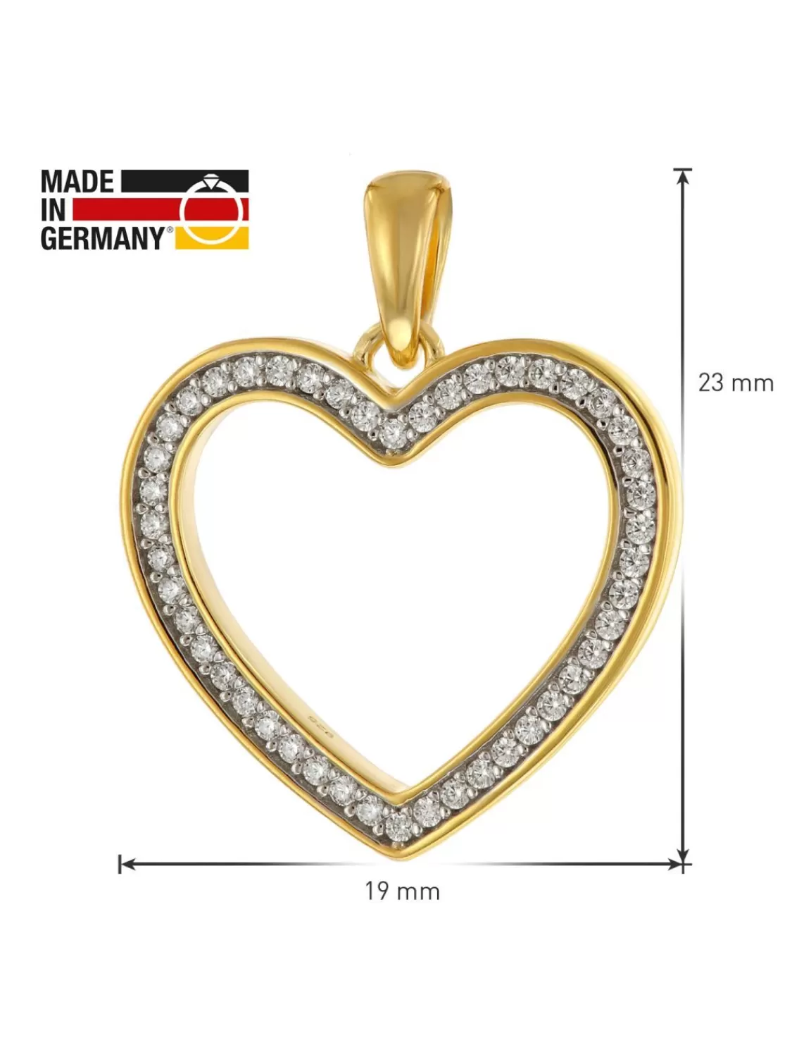 trendor Damen-Kette Mit Anhanger Gold Auf Silber Herz Mit Zirkonia 18 Mm | Damenschmuck