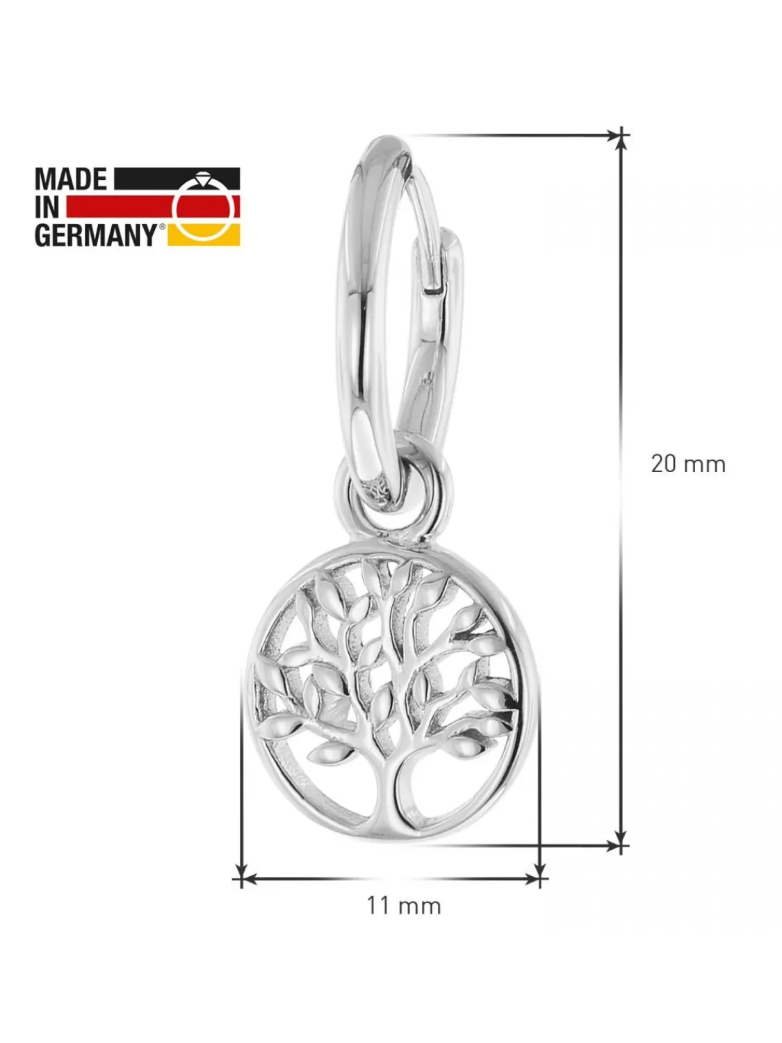 trendor Damen-Ohrringe 925 Silber Creolen Mit Lebensbaum 925 Silber | Damenschmuck