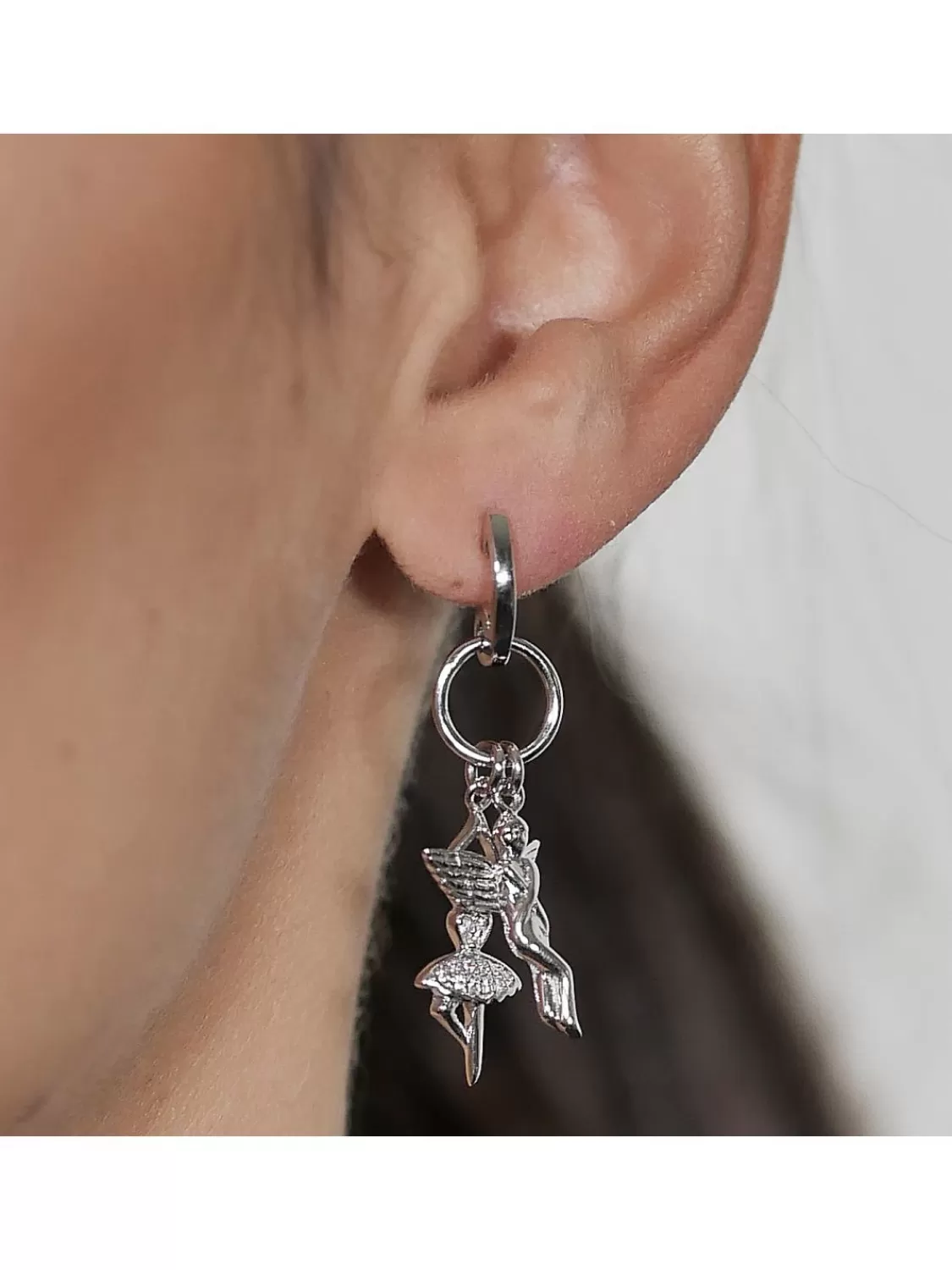 trendor Damen-Ohrringe 925 Silber Elfe Und Ballerina Mit Zirkonia | Damenschmuck