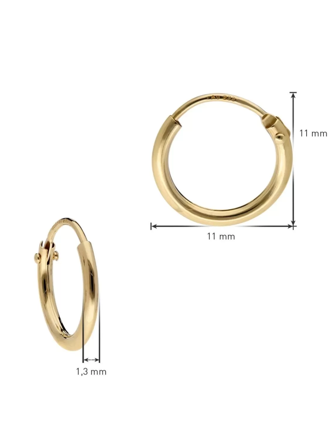 trendor Damen-Ohrringe Gold 333 / 8K Creolen Breite 1,3 Mm O 11 Mm | Damenschmuck