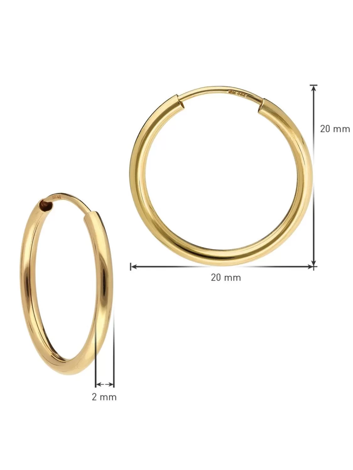 trendor Damen-Ohrringe Gold 333 / 8K Creolen Breite 2 Mm O 20 Mm | Damenschmuck