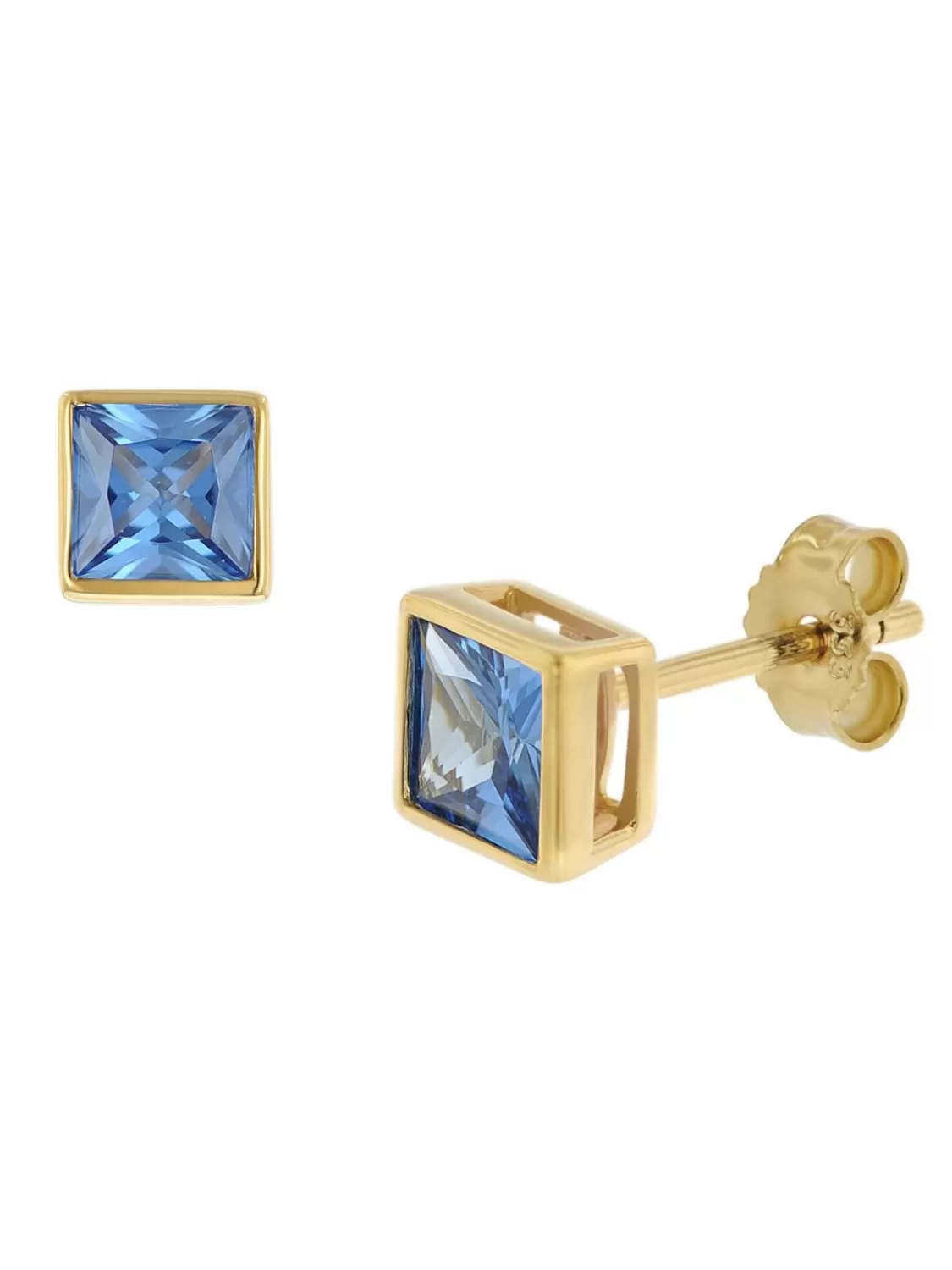 trendor Damen-Ohrringe Gold 333 / 8K Ohrstecker Zirkonia London Blau | Damenschmuck