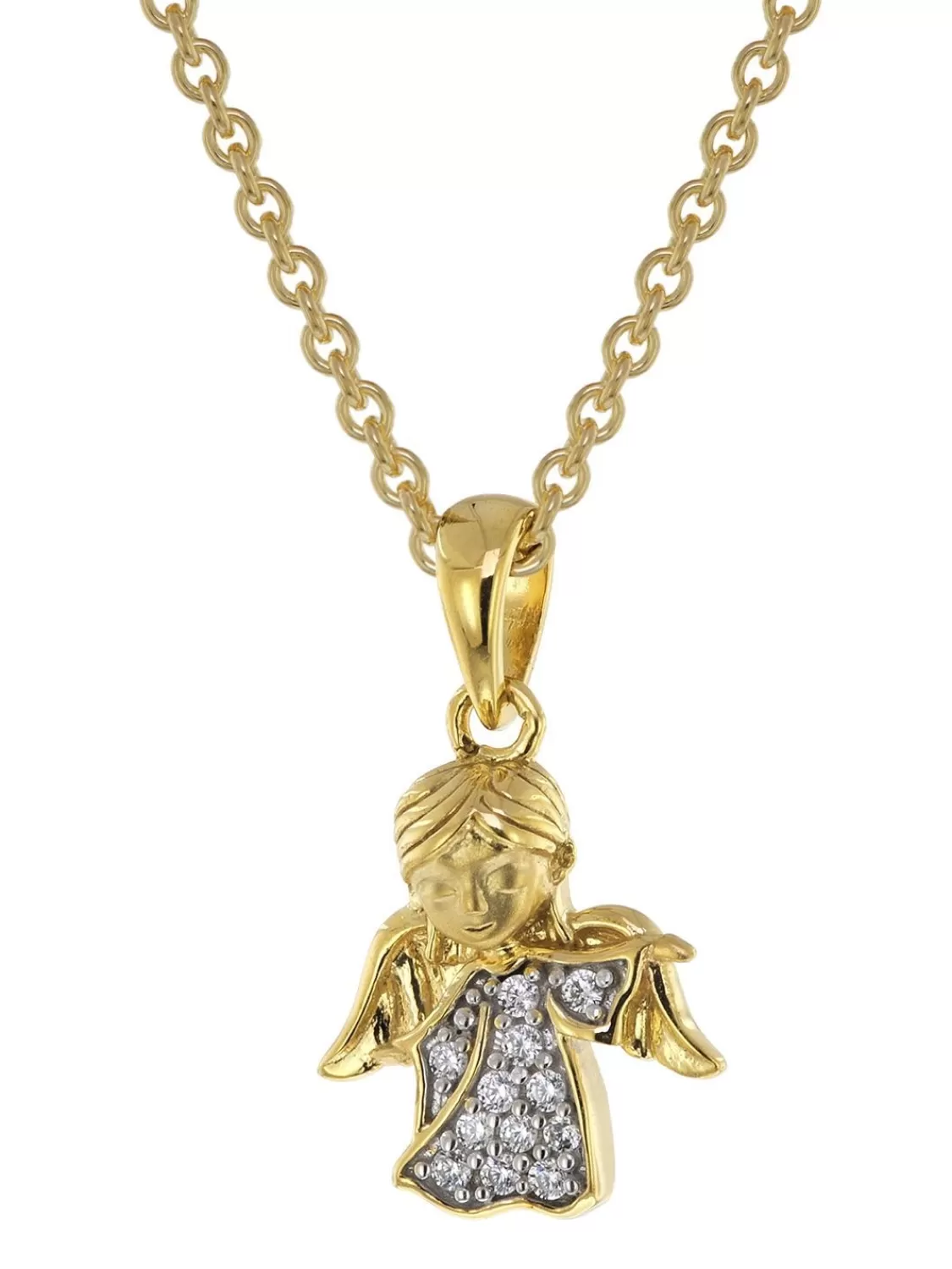 trendor Engel Anhanger Gold 333 / 8K + Vergoldete Silberkette Fur Kinder | Kinderschmuck