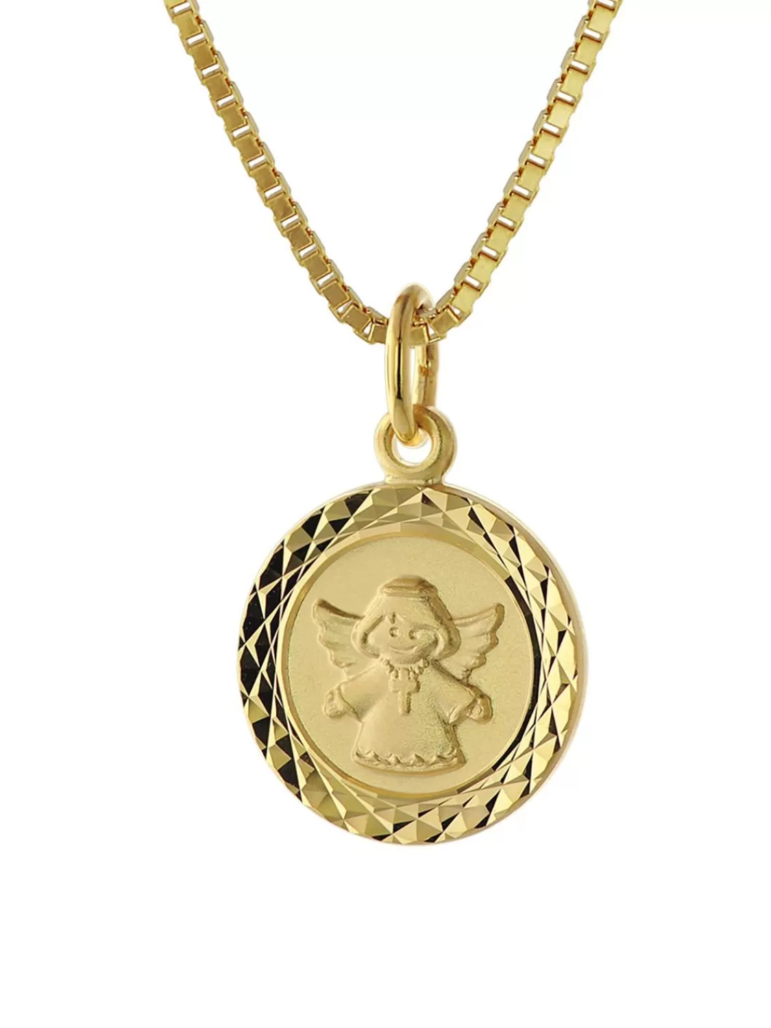 trendor Engel Schmuck-Anhanger Fur Kinder Gold 585 + Vergoldete Kette | Kinderschmuck