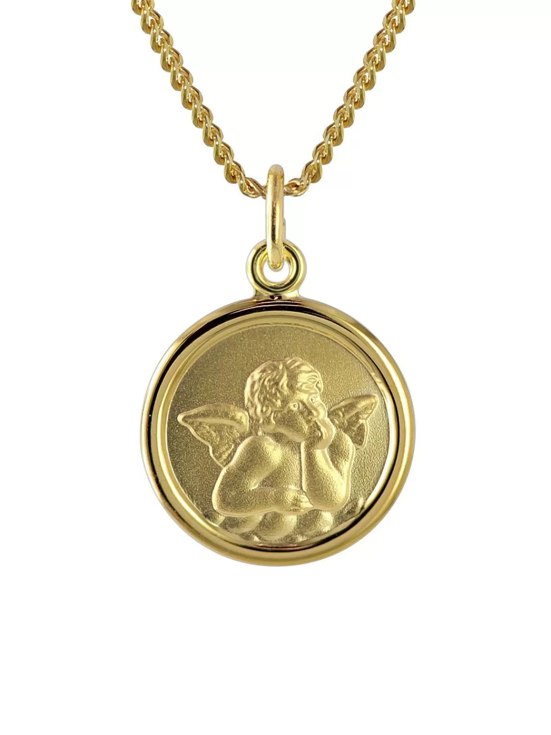 trendor Engel-Anhanger Fur Kinder Gold 333 An Vergoldeter Silberkette | Kinderschmuck