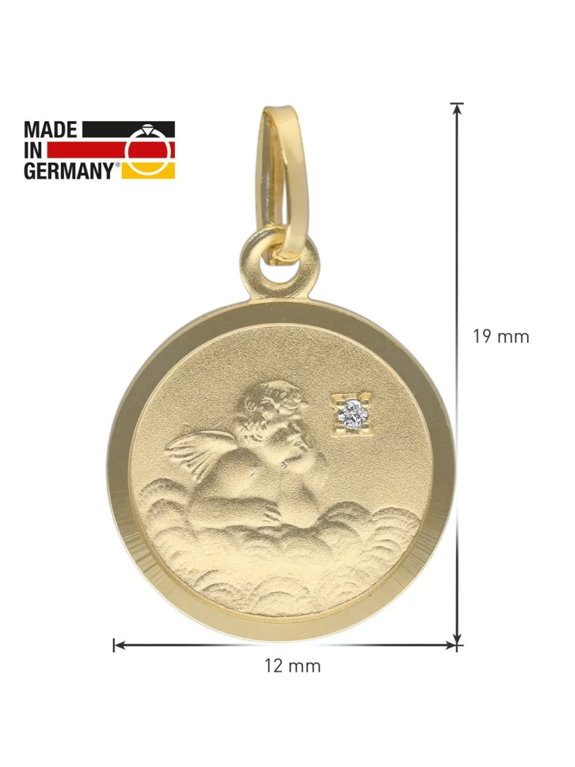 trendor Engel-Anhanger Mit Diamant Gold 333 (8 Karat) Fur Kinder | Kinderschmuck