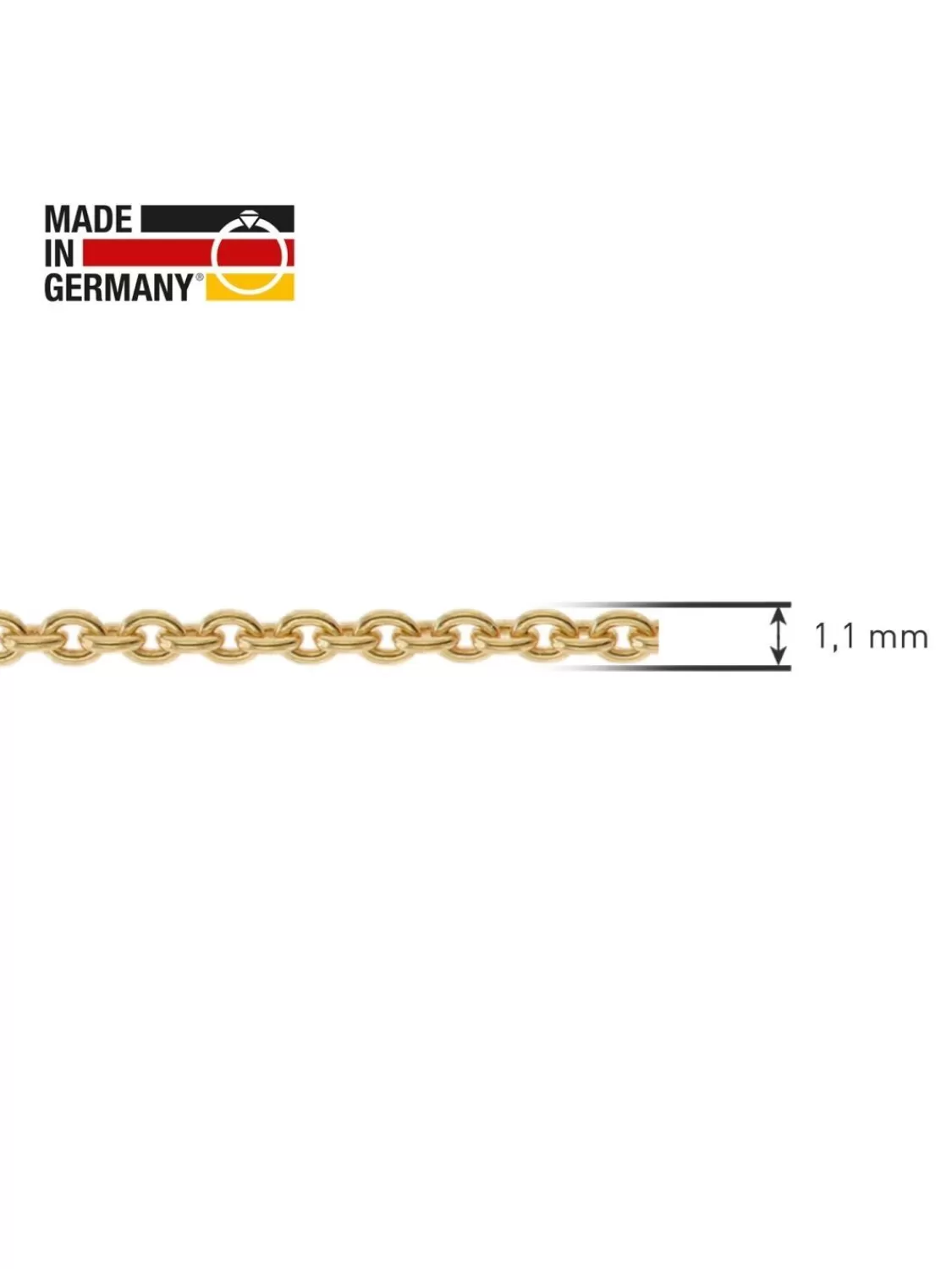 trendor Feine Ankerkette 18 Karat Gold 750 Halskette Breite 1,1 Mm | Damenschmuck