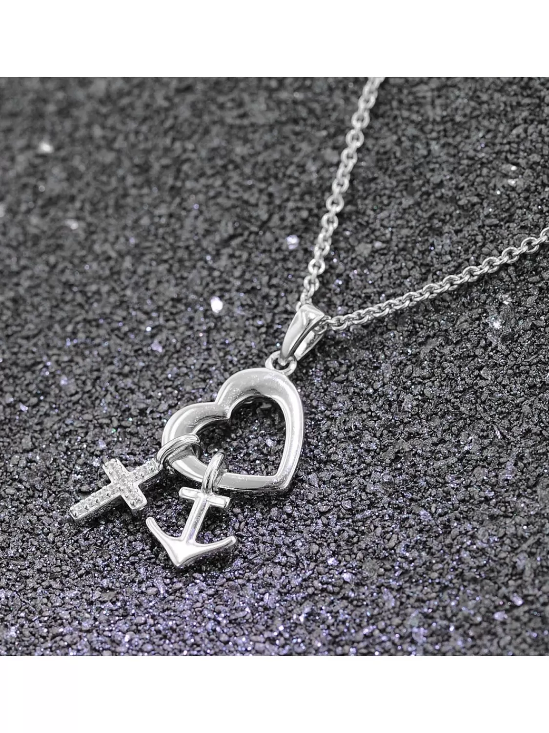 trendor Glaube Liebe Hoffnung Anhanger Mit Halskette Silber 925 | Damenschmuck