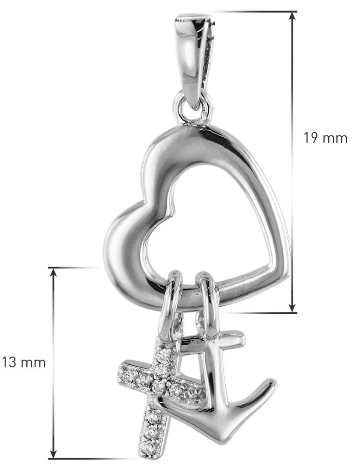 trendor Glaube Liebe Hoffnung Anhanger Mit Halskette Silber 925 | Damenschmuck