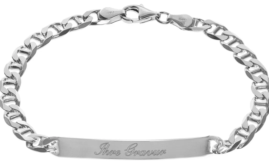 trendor Gravur-Armband Fur Herren 925 Silber Panzersteg Kette 21 Cm | Herrenschmuck
