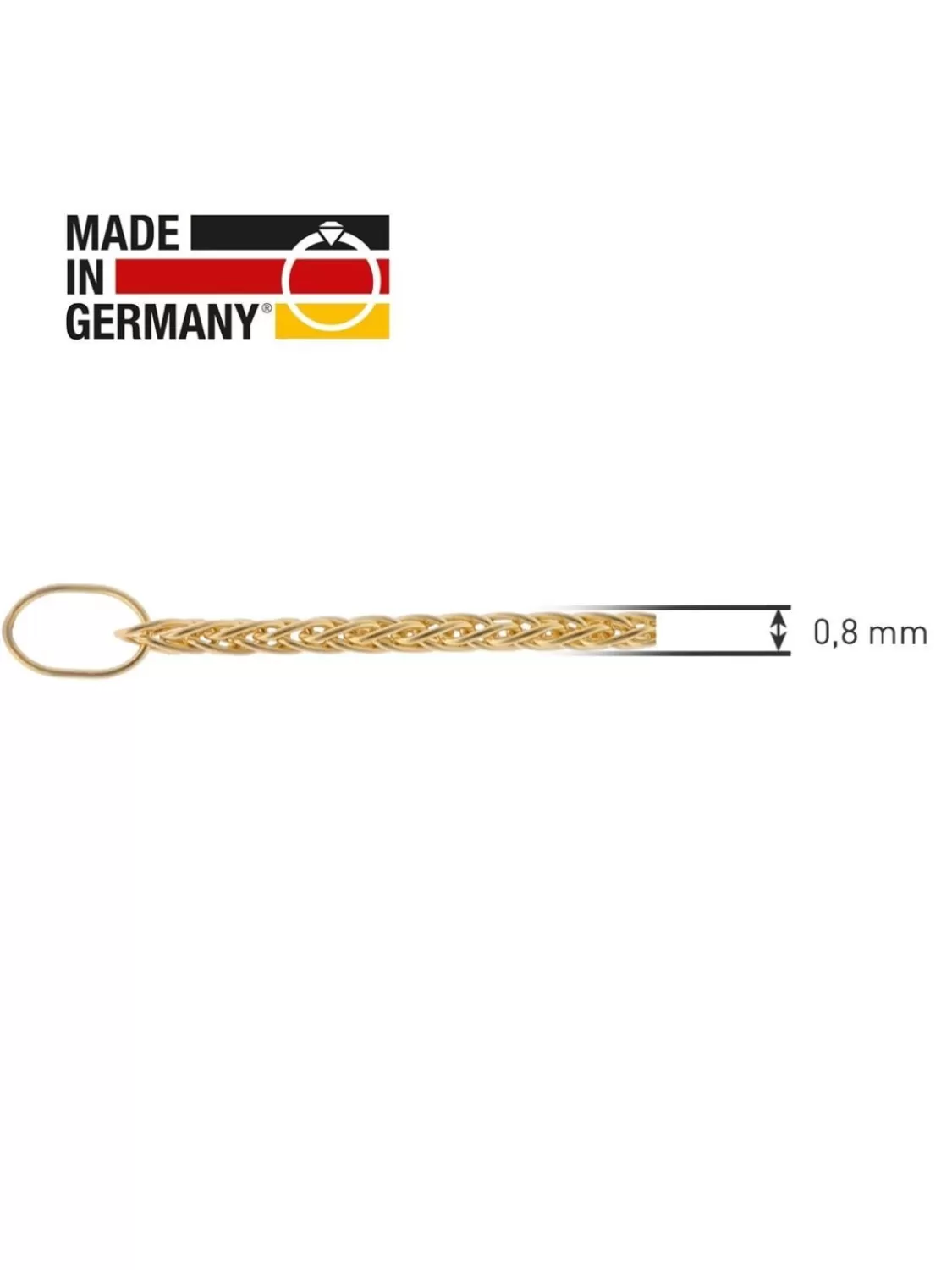 trendor Halskette Fur Anhanger Gold 333 / 8K Zopfkette 0,8 Mm | Herrenschmuck